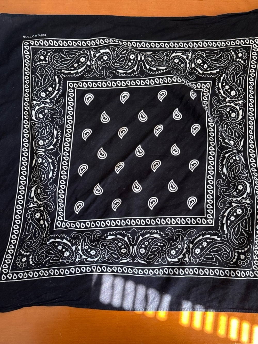Black Paisley Cotton Bandana Scarf